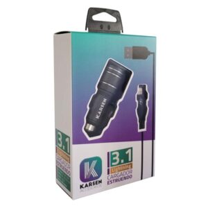 CARGADOR AUTO 3.1 TIPO C, MICRO USB O IPHONE.