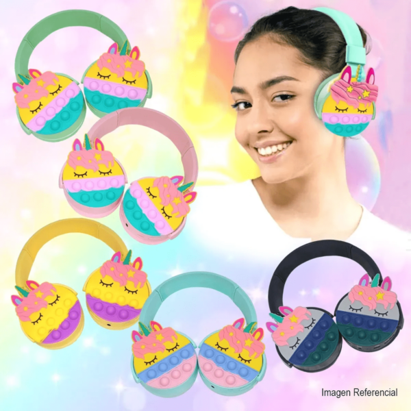 AURICULAR VINCHA BLUETOOTH  CON OREJITAS POPIT UNICORNIO