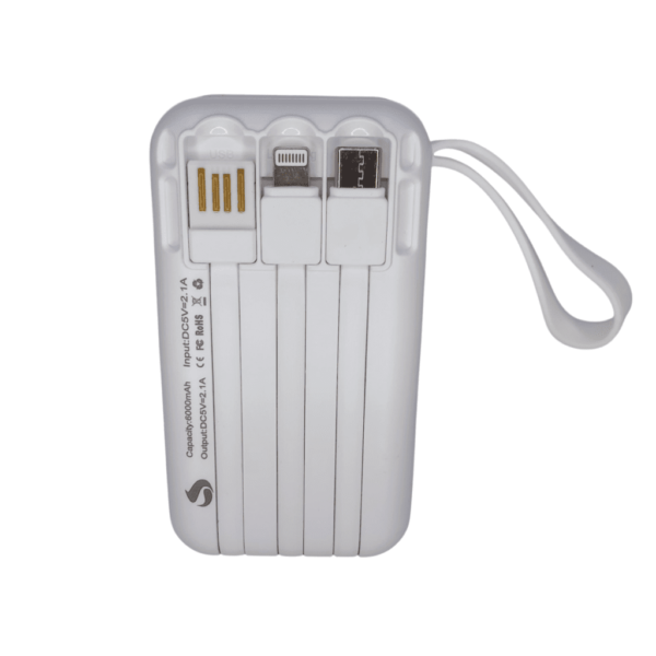 POWER BANK 6.000 MAH USB/IPHONE/TIPO C